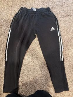 Adidas Black Track Pants with White Stripes