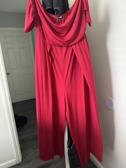 Red High Slit Jumpsuit 