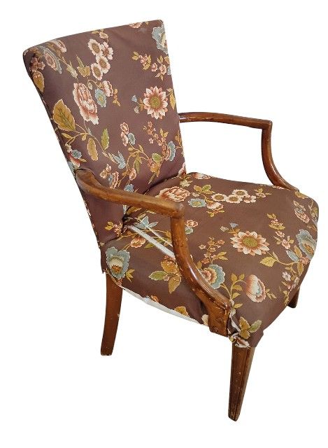 Brown Floral Print Chair