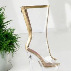 Gold Trim PVC Platform Boots 