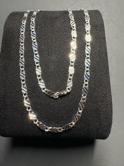 22” STERLING SILVER DIAMOND CUT MARINER NECKLACE