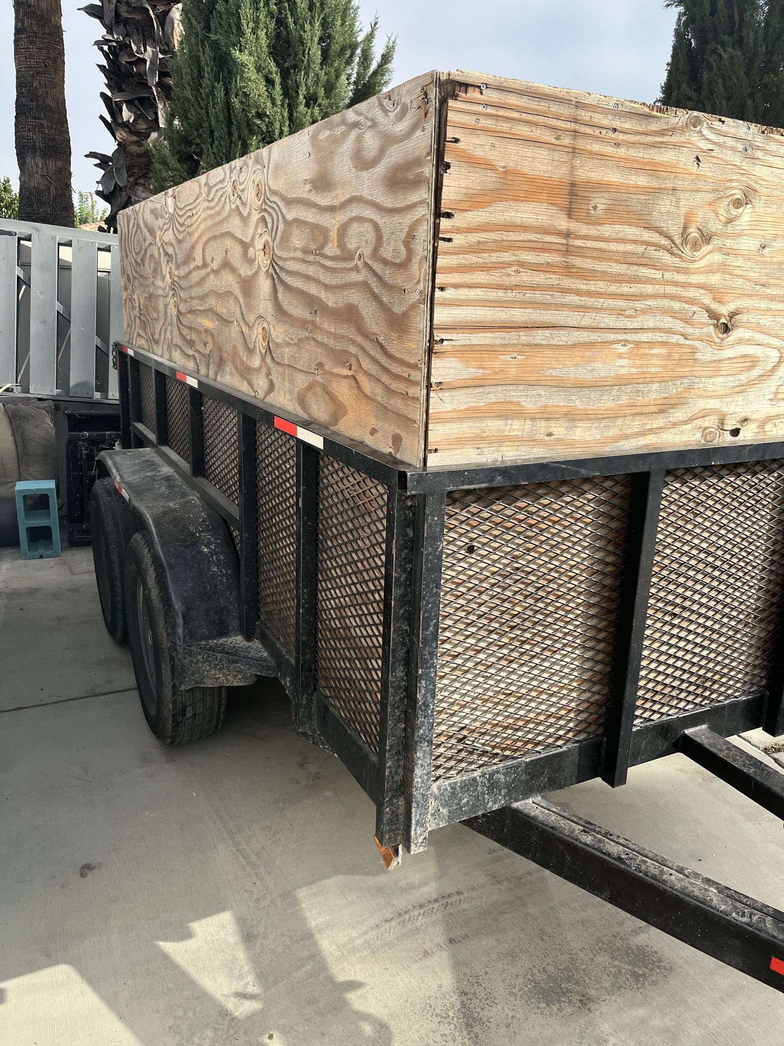 Utility Trailer 5x10x2 Double Axle With 4ft Plywood Wall