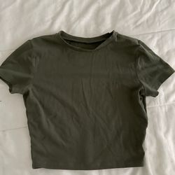 Army Green Cropped T Shirt