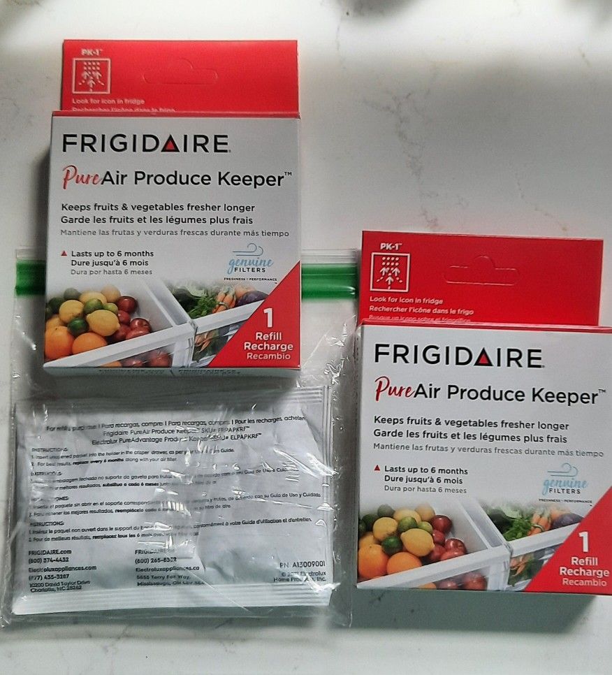 2 Frigidaire Pure Air Produce Keeper Air Filter Refills