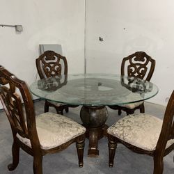 Vintage Glass Dining Table with Console Table