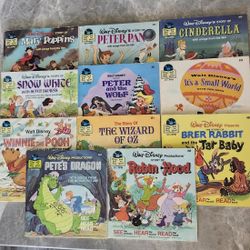 Walt Disney 33-1/3 rpm Vinyl Record & Book Snow White Cinderella Peter Pan 