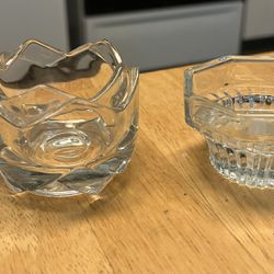 2 Misc Glass Candle Holders 