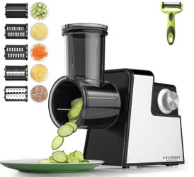 Electric Cheese Grater for Block Cheese, Upgraded 350W Salad Maker & Cheese Grater, 5 Different Shapes Steel Blades, Electric Slicer One-Button Contro