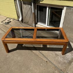 Vintage Wood & Glass Coffee Table 