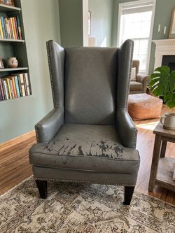 High Wingback Library Accent Chair Gray Whitney Style