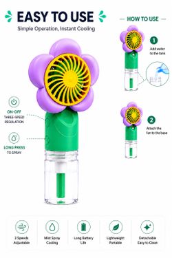 Mist Spraying Hand Held Portable Fan