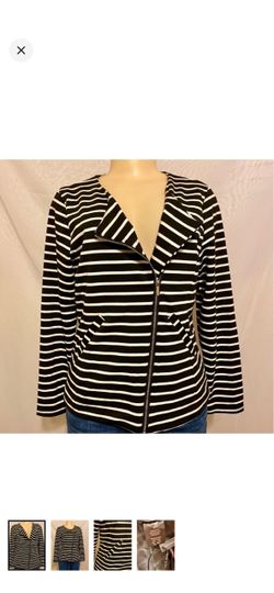 Sociology Black & White Striped Zip Up Blazer Size Medium