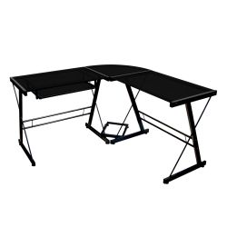 Black Metal L-Shaped Desk