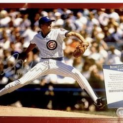 BAS COA GREG MADDUX SIGNED 8x10 HOF BASEBALL PHOTO BECKETT