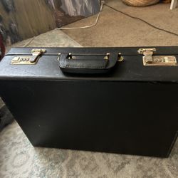 Black Leather And Gold Vintage Mark Cross Suitcase 