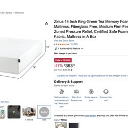Brand New Zinus 12” King Memory Foam Mattress – Never Used (2024)