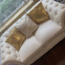 White Leather Loveseat 