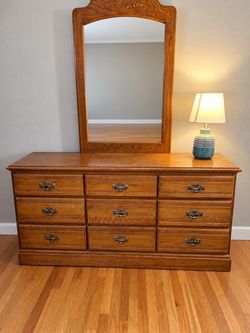 Dresser w/mirror and tall chest