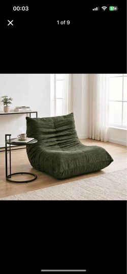 Oversized Bean Bag Lounge Chair for Adults – Soft Foam Floor Sofa, No Assembly, Dark Green