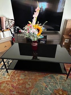 Two-Tier Black Glass Coffee Table