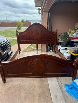 Solid wood king bed frame with boards