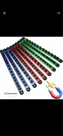 Magnetic Socket Holder Organizer Set: 9-Piece Detachable 1/4, 3/8, 1/2 Socket Trays Socket Organizer