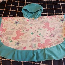 Toddler Girl Hand Made Fleece Poncho Size 1-4 yrs