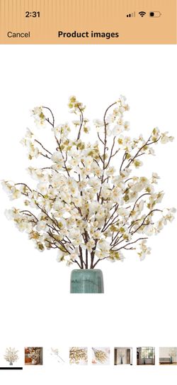Ammyoo 4 Pcs Artificial Cherry Blossom Flower Branches, Bulk Silk Faux Flowers Real Touch Bouquet for Home Wedding Party Centerpieces Spring Summer De