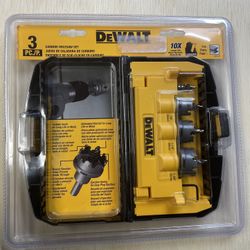 New: DeWalte 3 Piece Hole Saw Kit Carbide DWACM1802