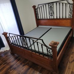 Bed Frame And Box Spring - Solid Wood
