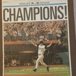 Marlins 1997 World Series Champions Original Newspaper Front Page 