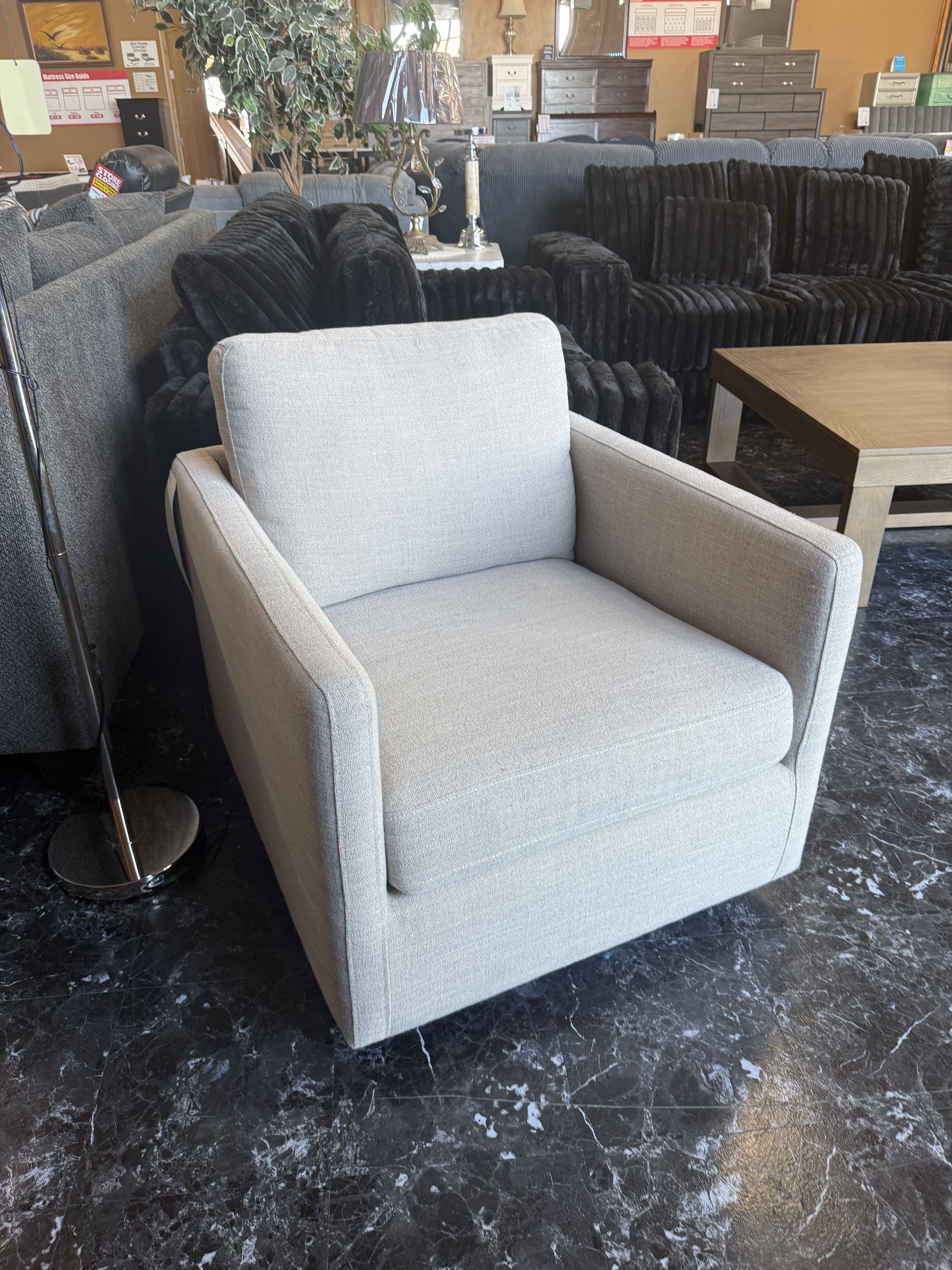 Beige Accent Swivel Chair