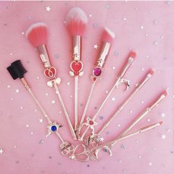 8pcs Cute Anime Makeup Brush Set - Includes Foundation, Eyebrow, Eyeshadow Brush