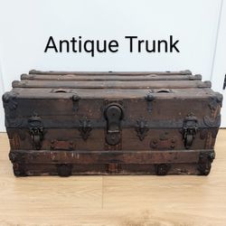 Antique Wood and Steel Trunk 