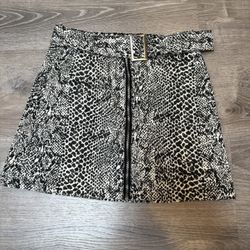 AMP Snakeskin Print New Denim Mini Skirt SZ S