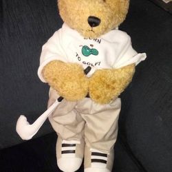 16 inch Plush Teddy Bear Collectible Stuffed Animal Born To Golf 