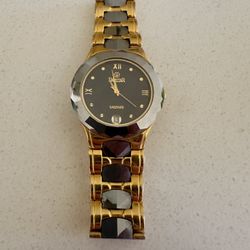 Swistar Vintage 23k Gold Electroplated  Sapphire Crystal Tungsten Case Watch