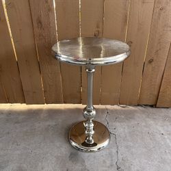 Silver Metal Round Side Table Accent Table 