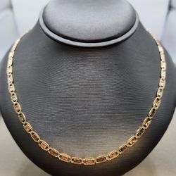 14k 22 Inch Tri-color Gucci Link Necklace
