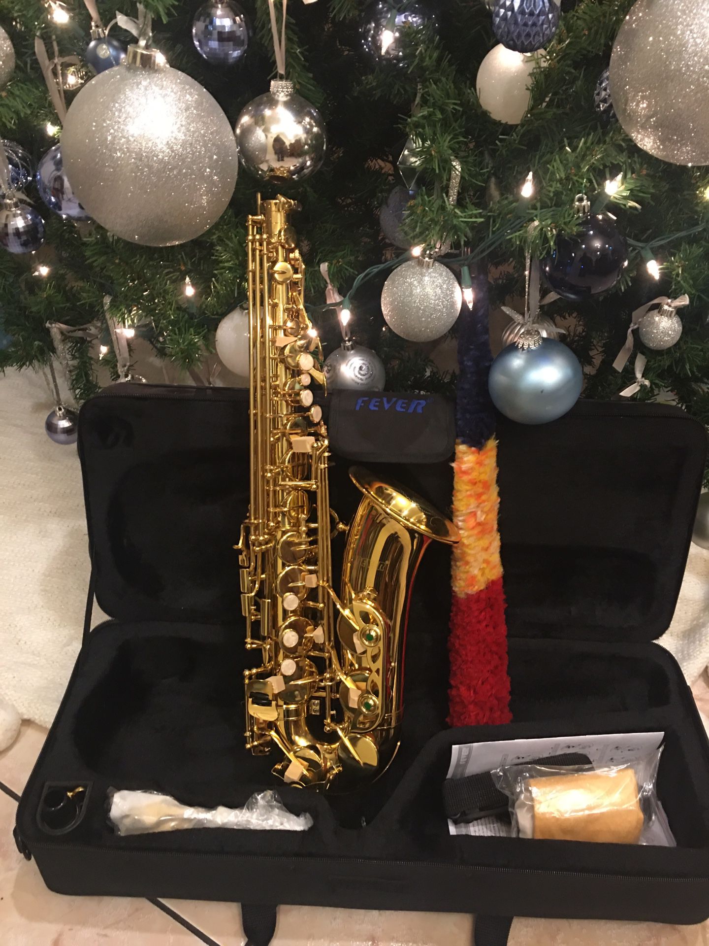 Fever alto saxophone with case mouthpiece neck strap cleaning cloth and gloves