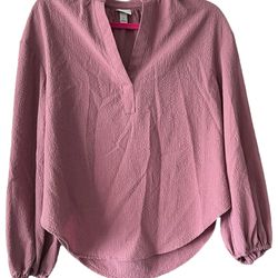 A New Day Puff Sleeve Blouse Sz S Mauve Old Rose Prairie.  The back is longer than the front  All Measurements taken are on pictures. Sleeves ballon e
