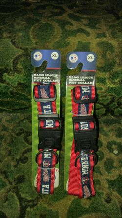 Two extra large Minnesota Twins dog collars officially licensed