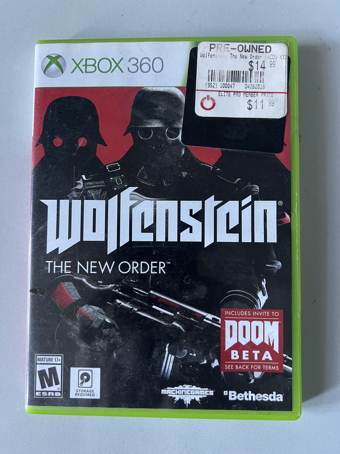 Wolfenstein: The New Order (Microsoft Xbox 360) No Manual