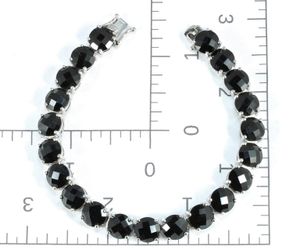 Black Spinel Sterling Silver Bracelet 21 8mm round for a total of 48 ctw Size 7 w 21g