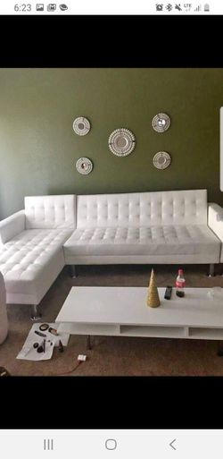New White Futon Sectional Sofa