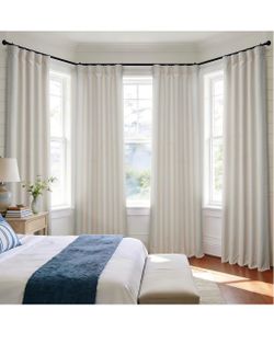 Set of 6 blackout white/beige curtain panels