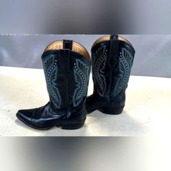 Negra Jr Black Blue + White Western Cowboy Boots Made Mexico 25 - 8 Men 6