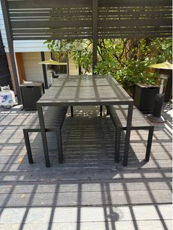 Outdoor table and benches