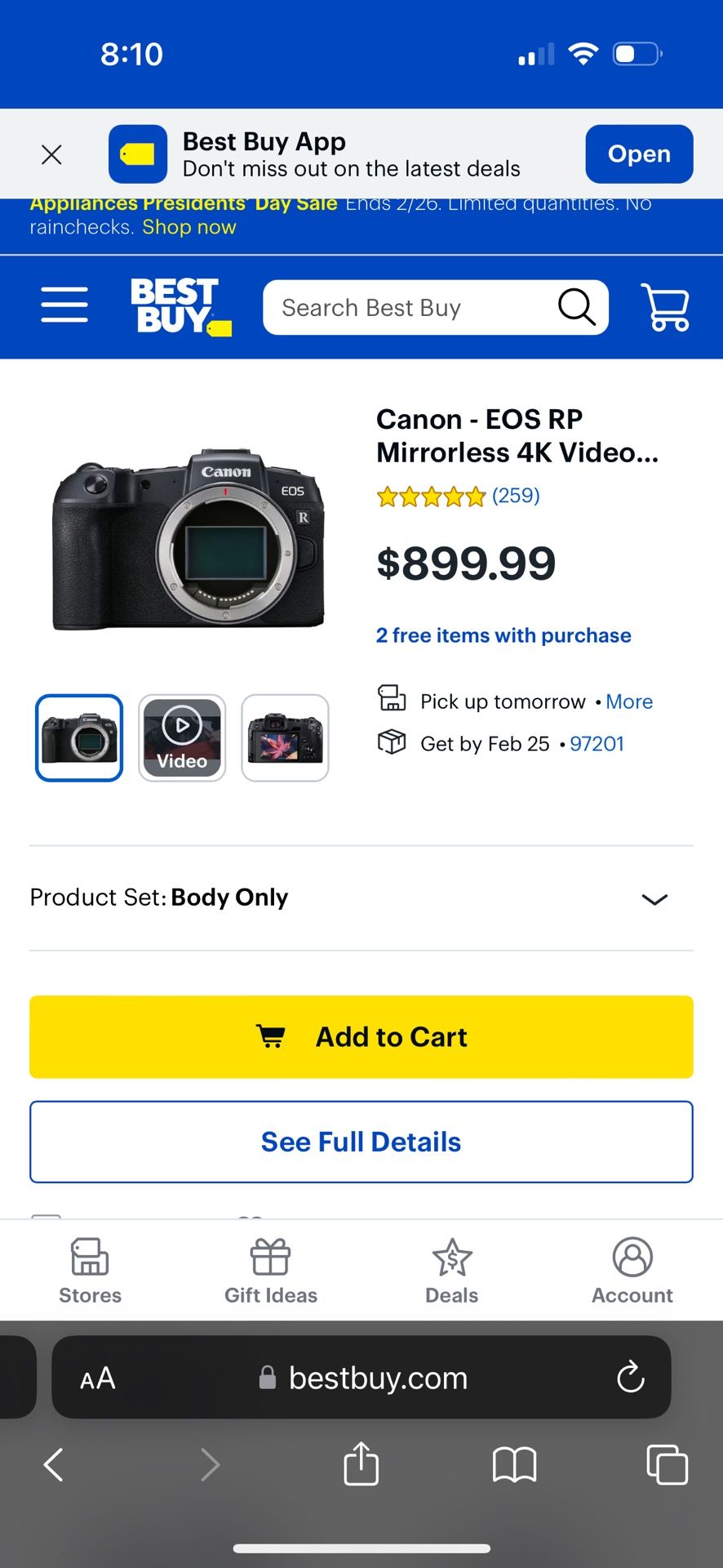 Canon RP Mirrorless Camera