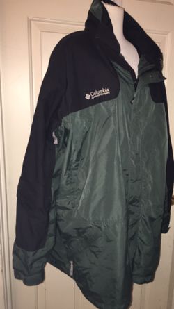 Men's Columbia jacket Sz XL green winter Raincoat excellent condition